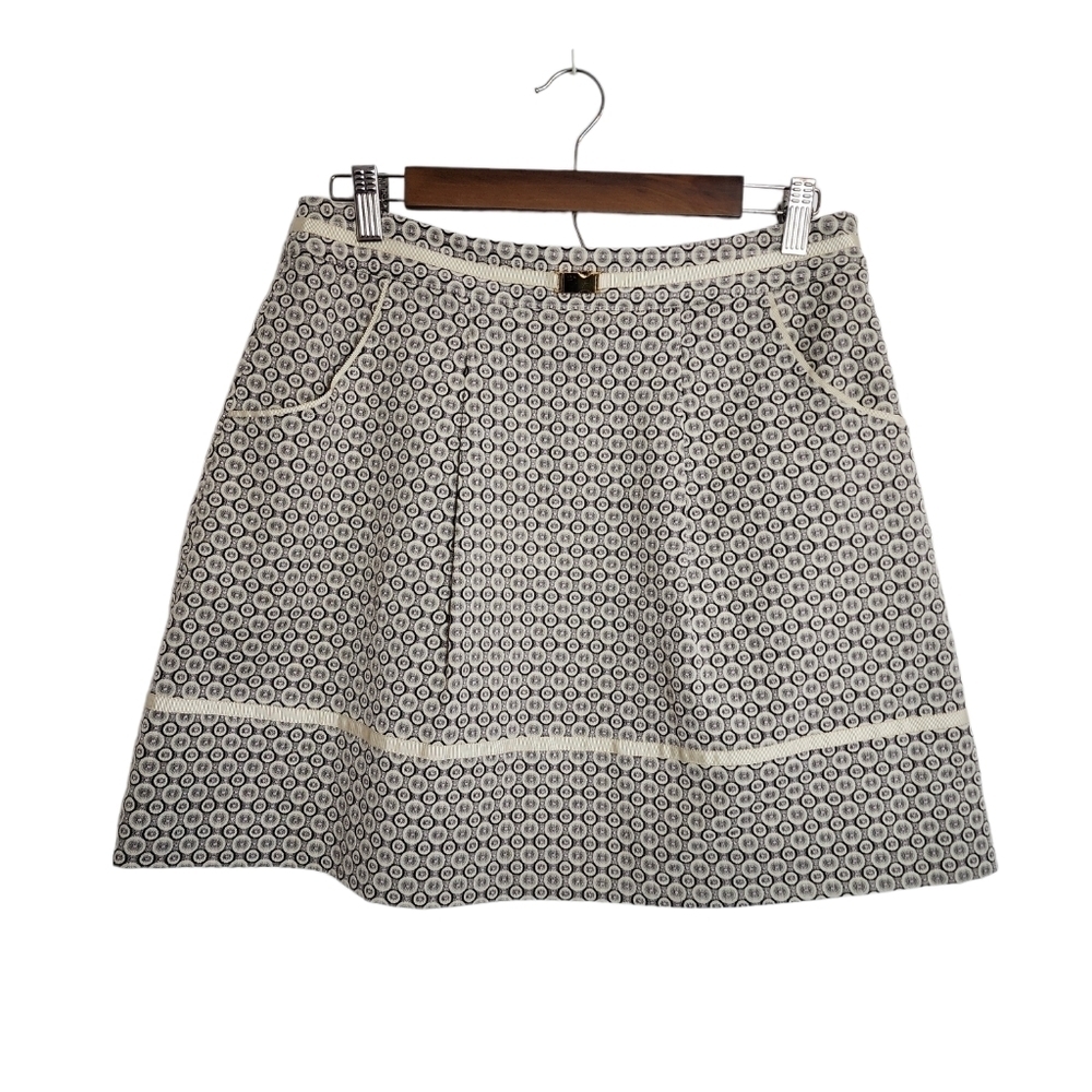 GIANNI BINI Gold Buckle Dot Pleated Fully lined Deep Pockets  Skirt Size 4